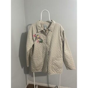 National Wildlife Federation Women's Quilted Tan Bird Jacket Sz Medium